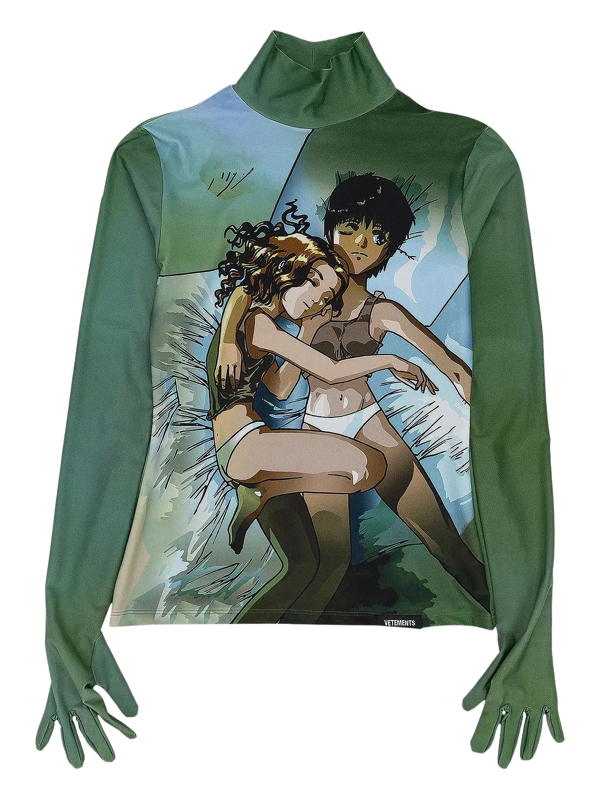 

Футболка с высоким воротником и принтом Vetements, зеленый