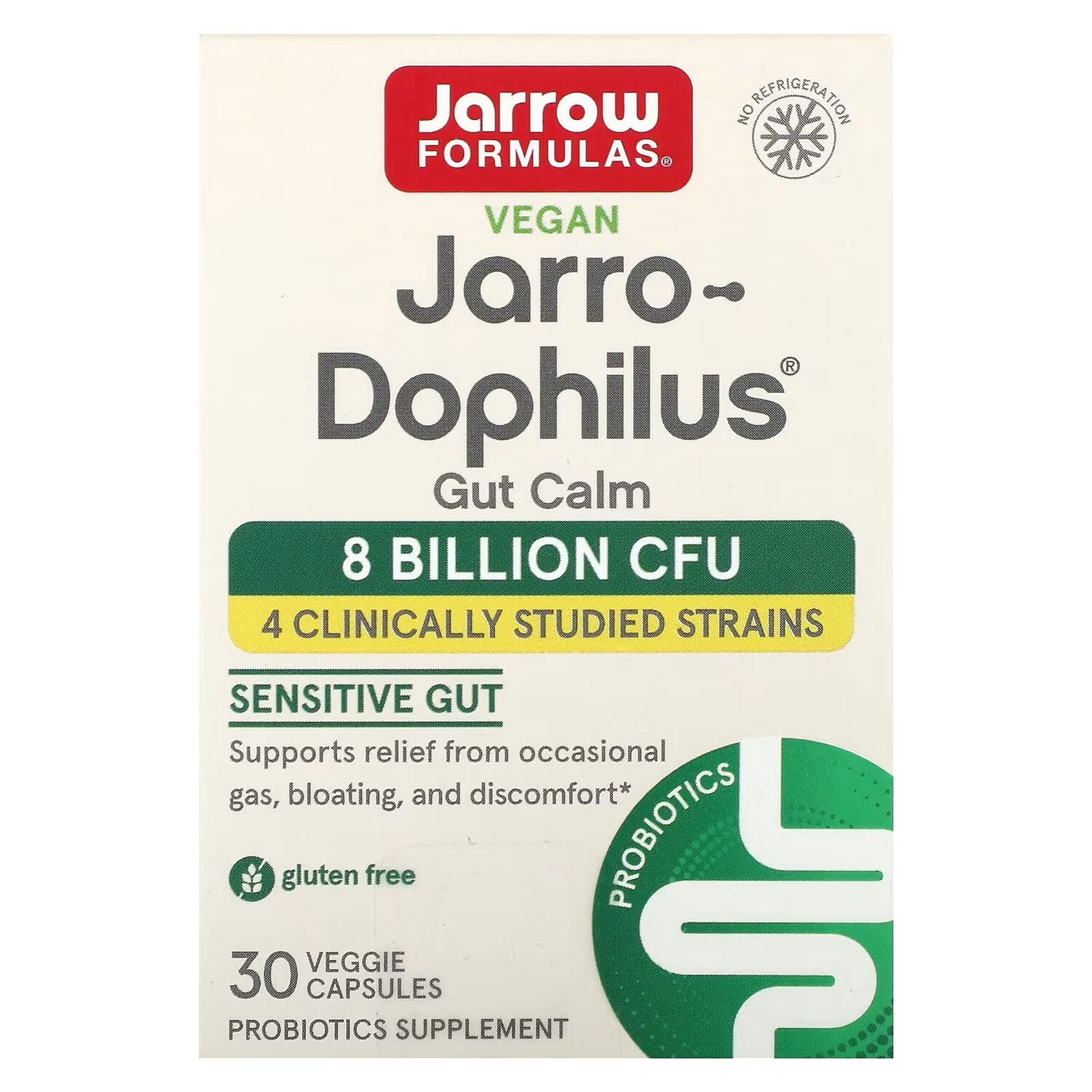 

Jarrow Formulas Jarro-Dophilus Gut Calm 8 миллиардов КОЕ, 30 растительных капсул