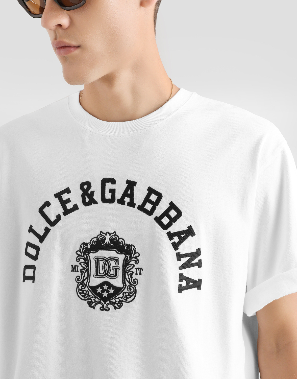 Футболка из джерси с вышивкой Dolce & Gabbana, белый — фото 4