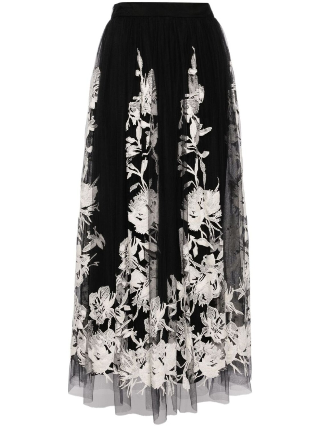 

Юбка миди с вышивкой Elie Saab, черный
