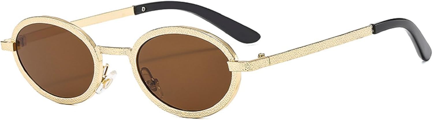 

Винтажные круглые мужские солнцезащитные очки 2024 года, модные маленькие овальные металлические солнцезащитные очки для женщин, роскошные очки для женщин с защитой от УФ-излучения UV400 N45 mincl, Brown