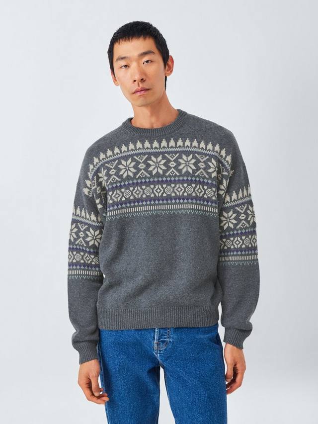 

Свитер с воротником-гольф в стиле фейр-айл John Lewis, Charcoal