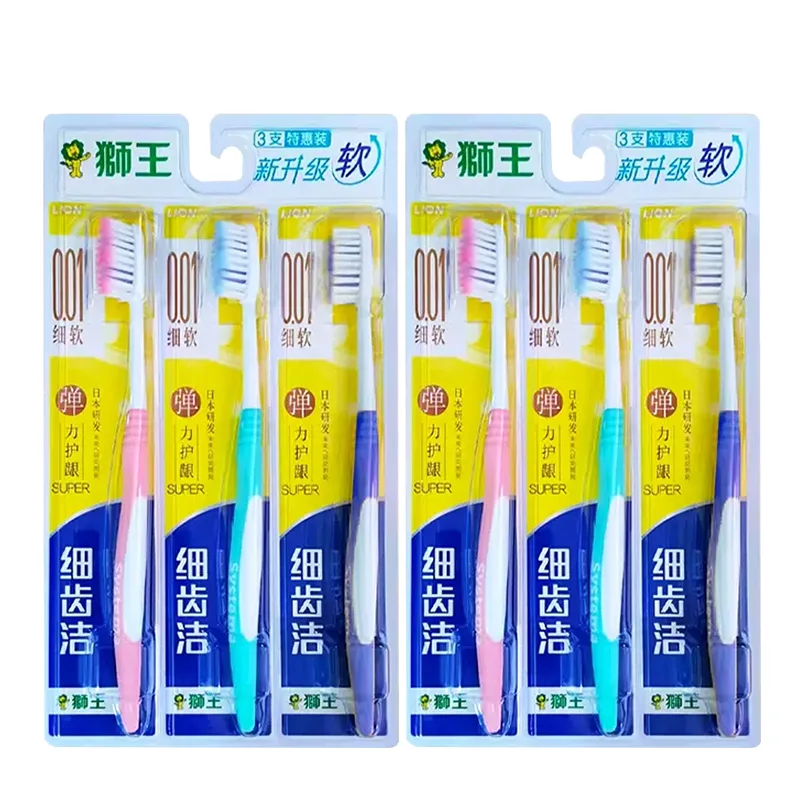 Зубная щетка Fine Toothbrush LION, Fine-Grit Stretch Gum Protection Toothbrush 2 Pcs Set * 6 Sets — фото 3