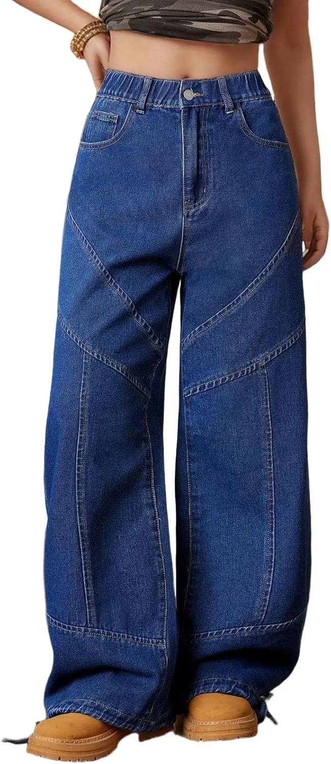 

Viatabuna женские джинсы wide leg с эластичным высоким поясом