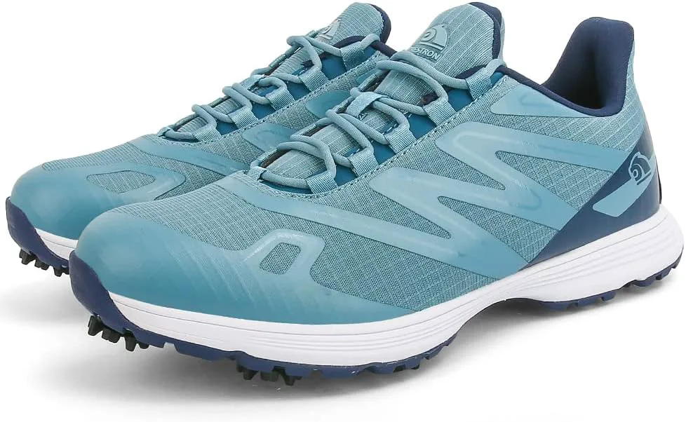 

Водонепроницаемые профессиональные гольф-кроссовки для мужчин с шипами, мужская обувь для гольфа на открытом воздухе, противоскользящая обувь для прогулок Zakey, светло-голубой