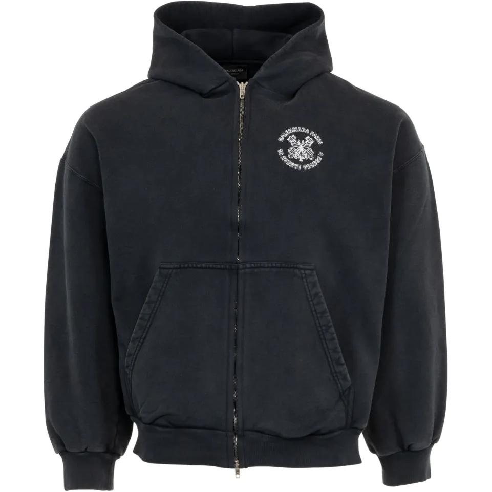 

Худи Paris на молнии спереди Balenciaga, черный