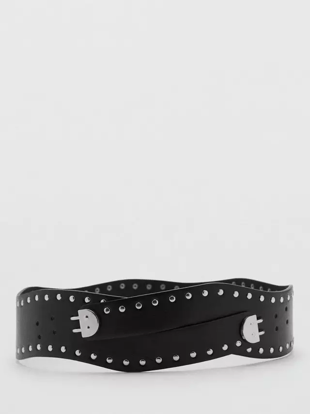 

Ремень Mango Alicia Studded Chunky Asymmetric, черный