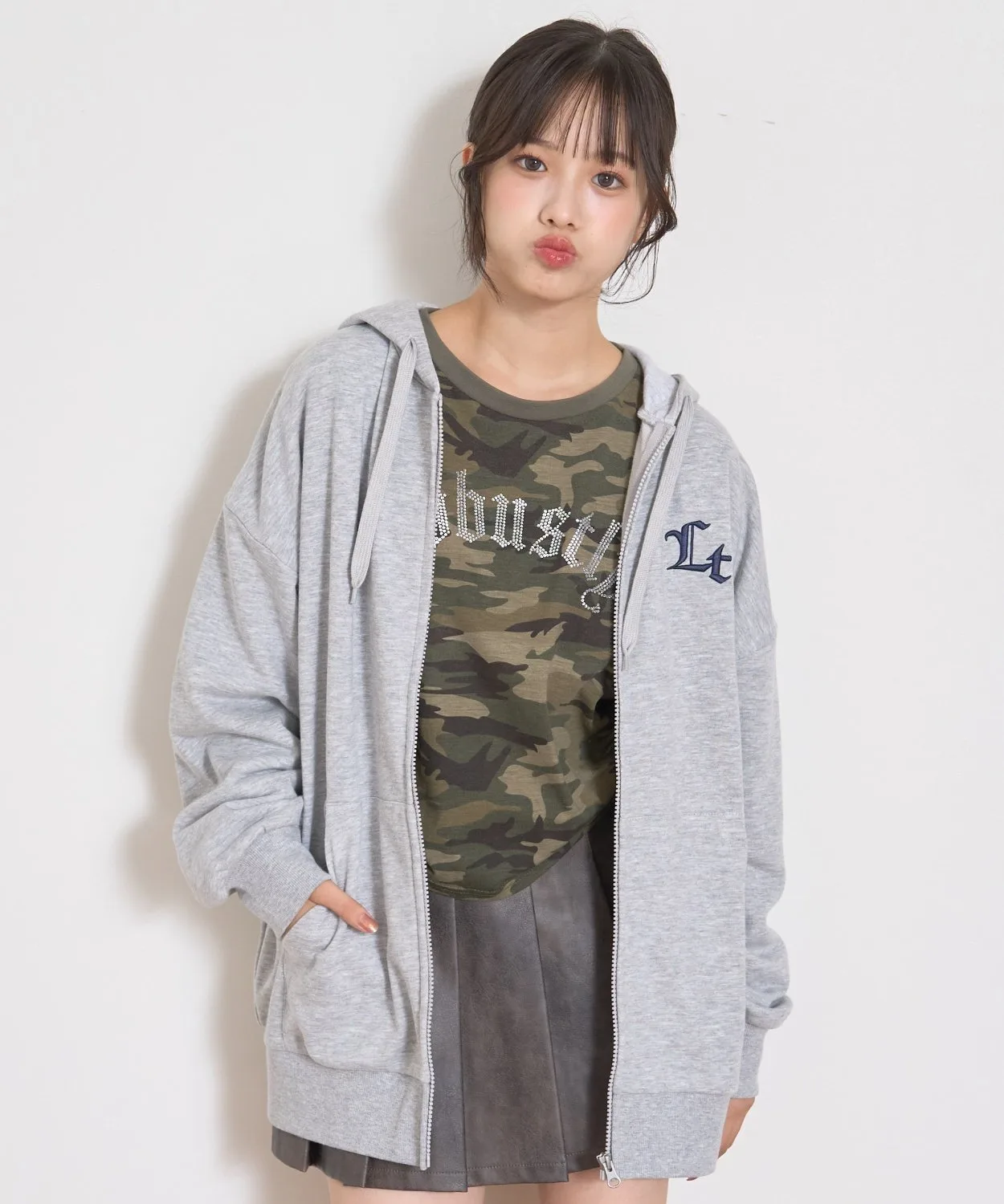Свободная толстовка на молнии Lovetoxic, Top Gray