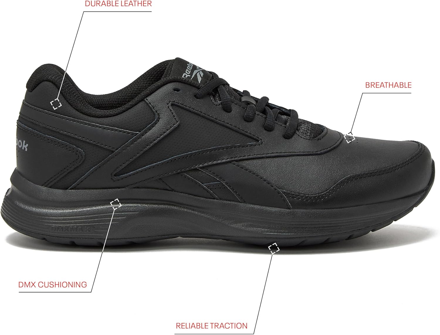 Мужские кроссовки для ходьбы Reebok Walk Ultra 7 DMX Max, черный/серый — фото 2