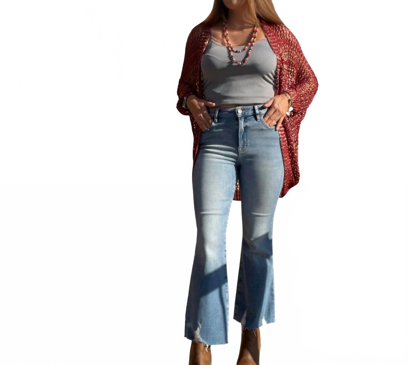 

Счастливые джинсы-клеш с высокой посадкой в синем цвете HIDDEN