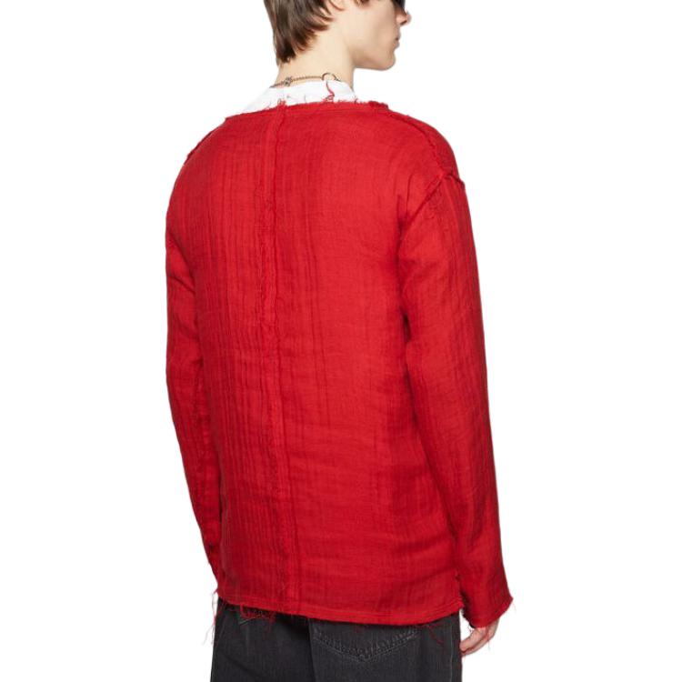 Футболка из льняной смеси с деталями патча Acne Studios, красная — фото 3