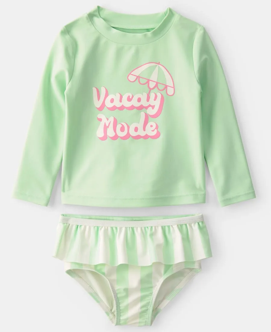 Детский купальник-рашгард Vacay Mode для девочек, комплект из 2 частей Carter's, зеленый
