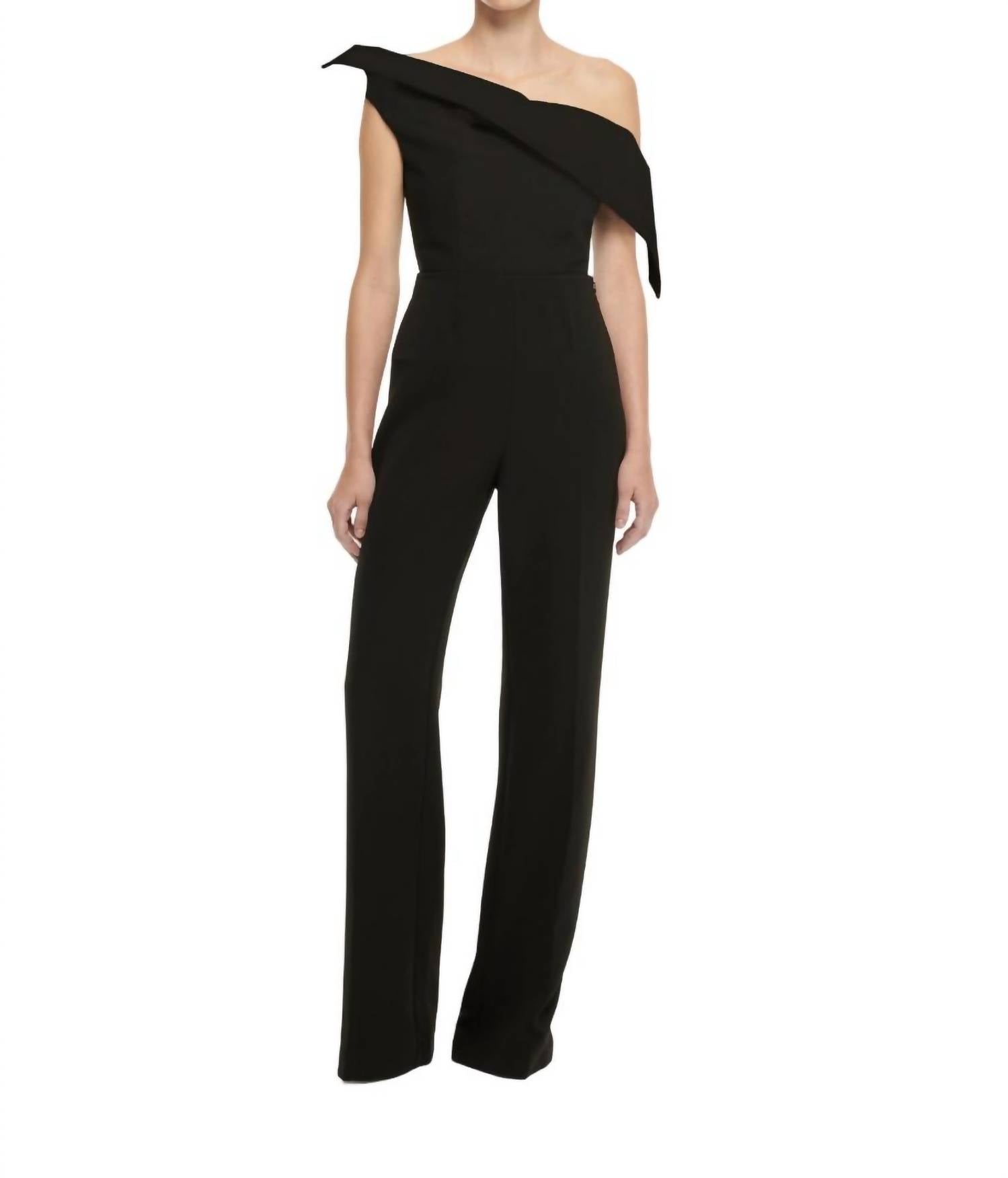 

Асимметричный шерстяной шелковый топ черного цвета Roland Mouret