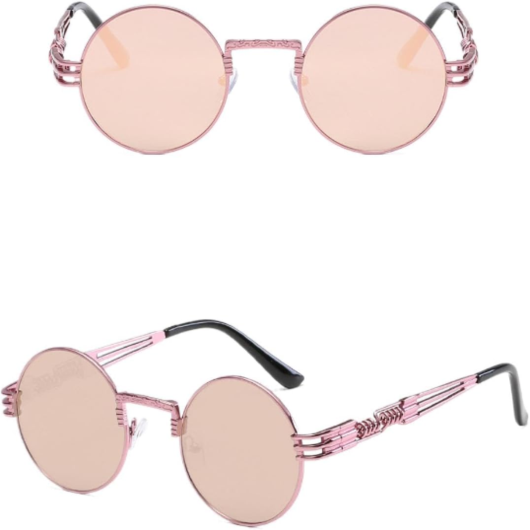 

Солнцезащитные очки с защитой от УФ-излучения UV400 | Круглые зеркальные линзы, металлический панк | Для женщин и мужчин, для занятий спортом на открытом воздухе и вождения DSVIGF, 09-pinkpink