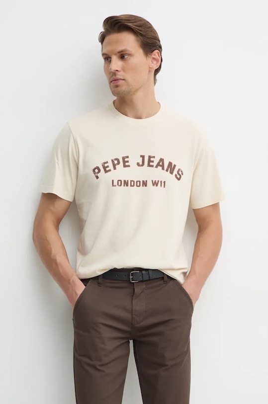 

Хлопковая футболка ALDRIDGE Pepe Jeans, бежевый