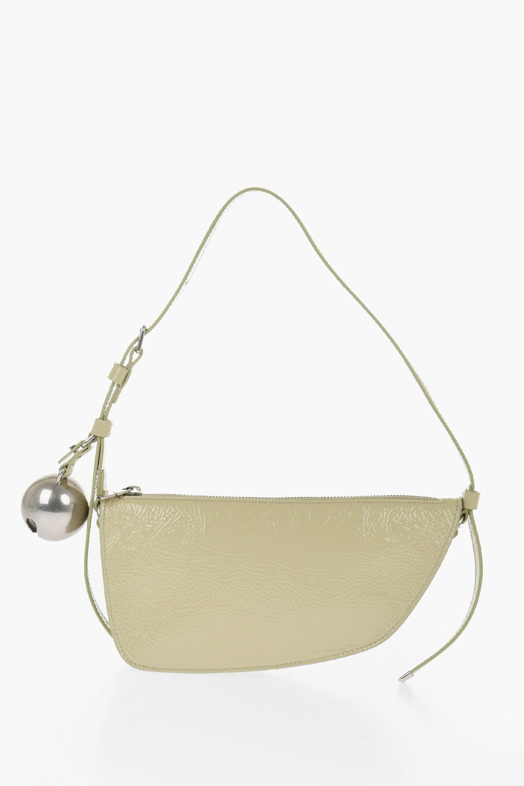 

Сумка Burberry из лакированной кожи Shield Sling с серебристым оттенком Ch, бежевый