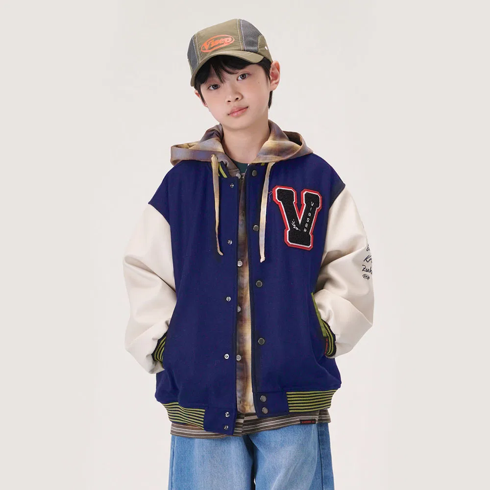 Детский синий бомбер в стиле varsity от Viaseptember