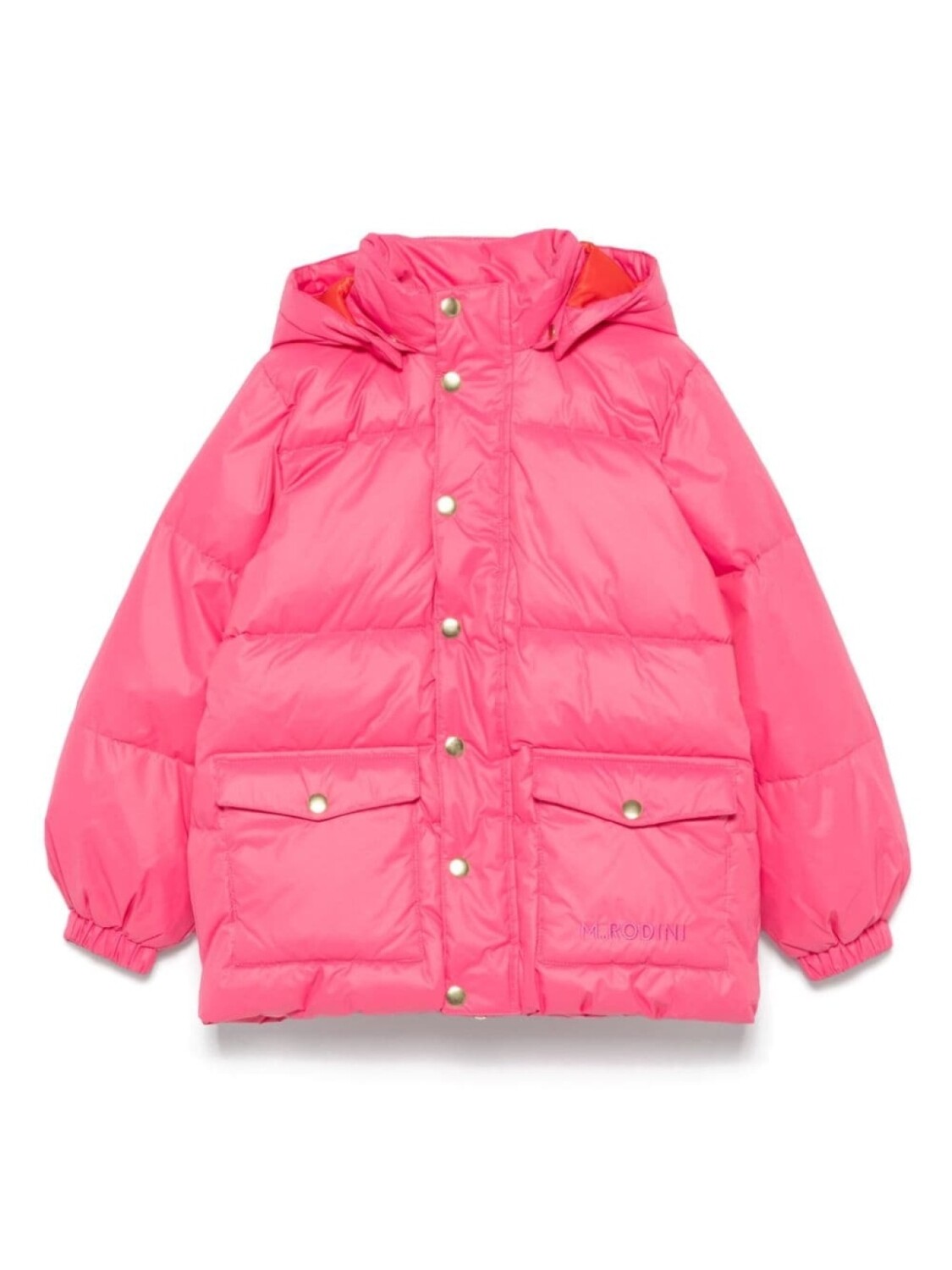 

Mini Rodini пуховик с вышитым логотипом, розовый