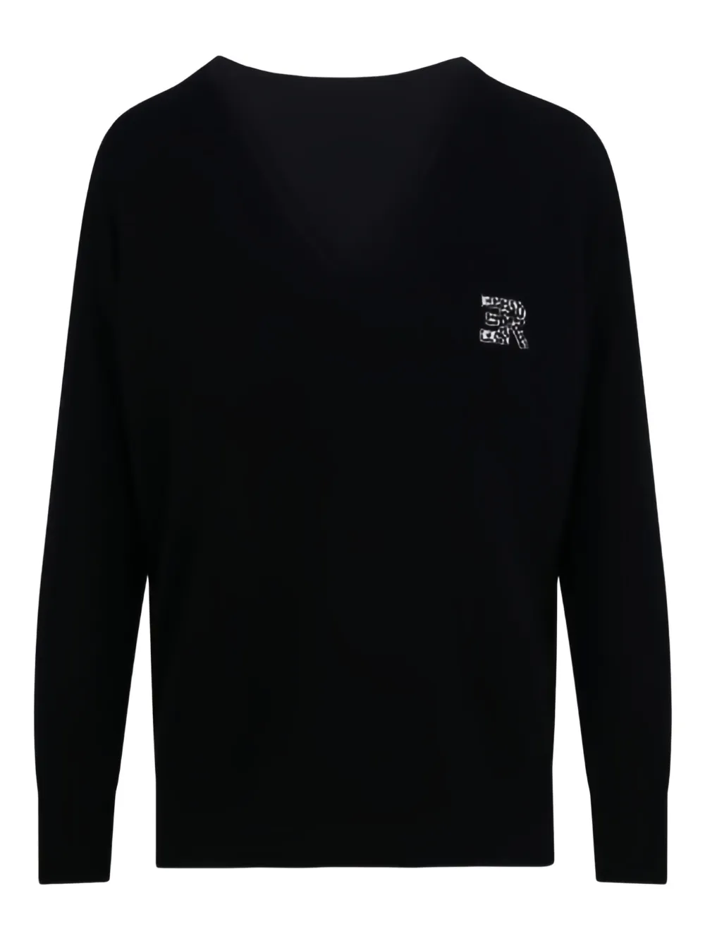 

Вязаное изделие с аппликацией и v-образным вырезом Ermanno Firenze, черный