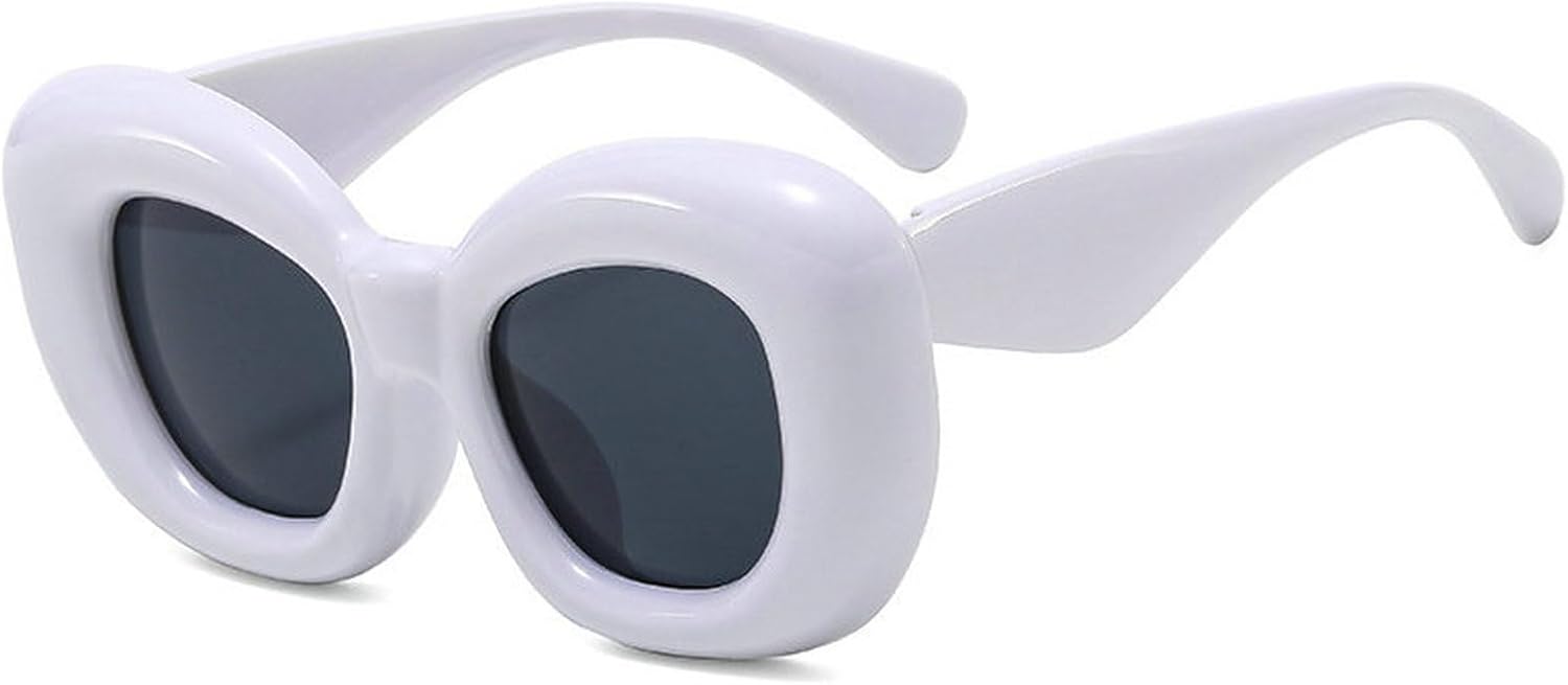 

COTIA Милые толстые квадратные солнцезащитные очки для женщин и мужчин, модные, надувные, в стиле хип-хоп, Y2K, для фестивалей и вечеринок, забавные солнцезащитные очки, White