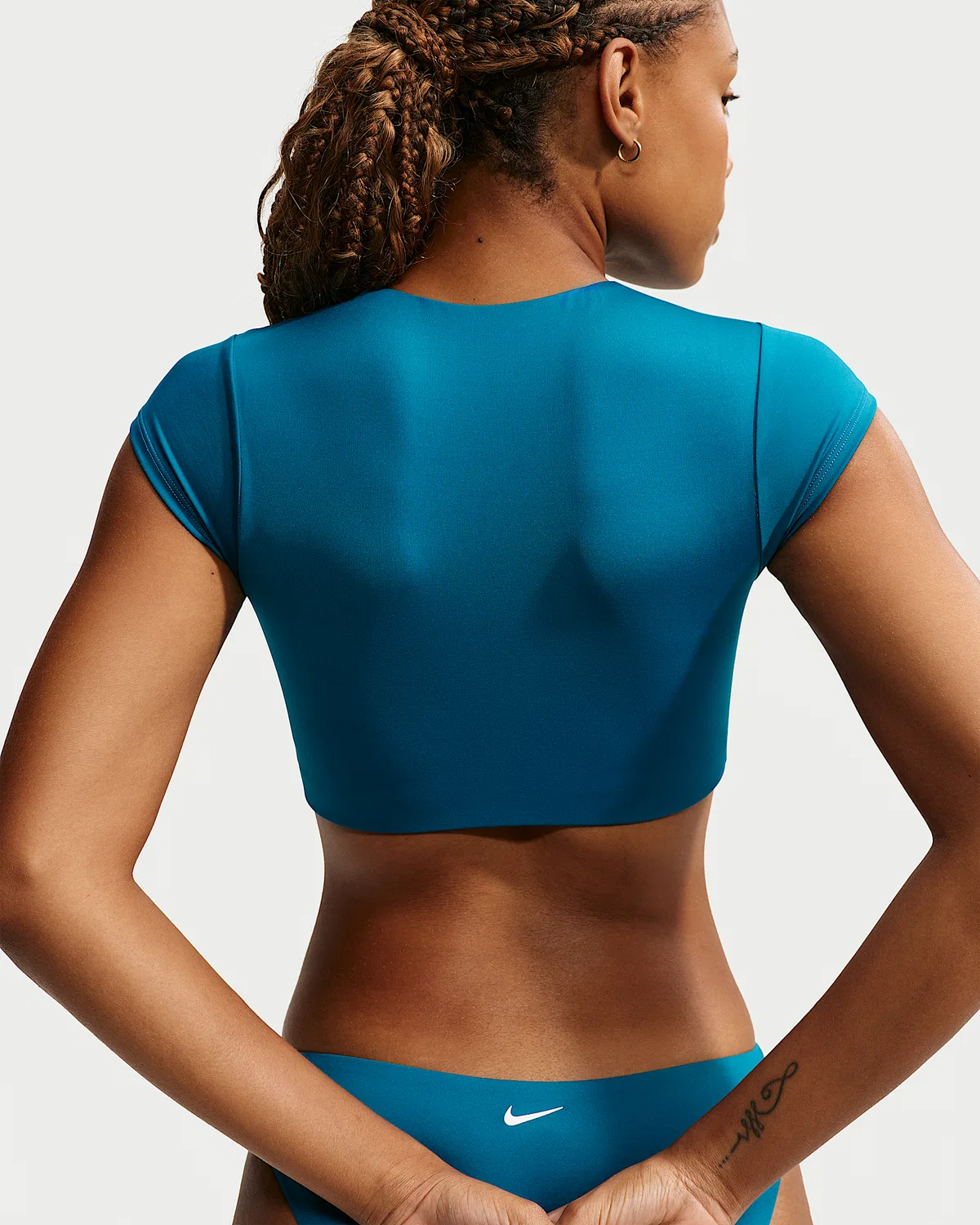 Женский укороченный топ для плавания Nike Swim, Green Abyss — фото 2