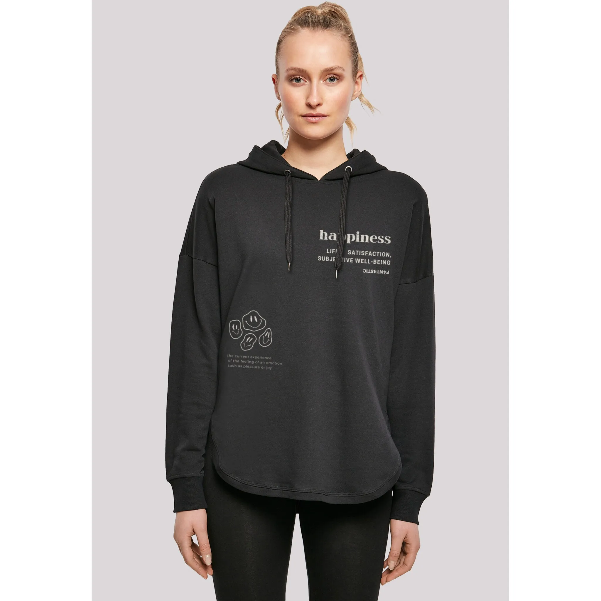 

Толстовка F4NT4STIC "happiness OVERSIZE HOODIE", принт, черный