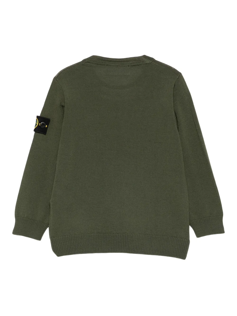 Шерстяной свитер с нашивкой-логотипом Stone Island Junior, зеленый — фото 2