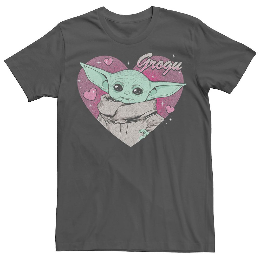 

Мужская футболка Star Wars: The Mandalorian Grogu Pink Hearts ко Дню святого Валентина Licensed Character, цвет Charcoal