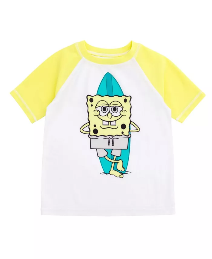 Детский комплект для плавания с защитой UPF 50+: рашгард и шорты Surfboard SpongeBob SquarePants, желтый — фото 2