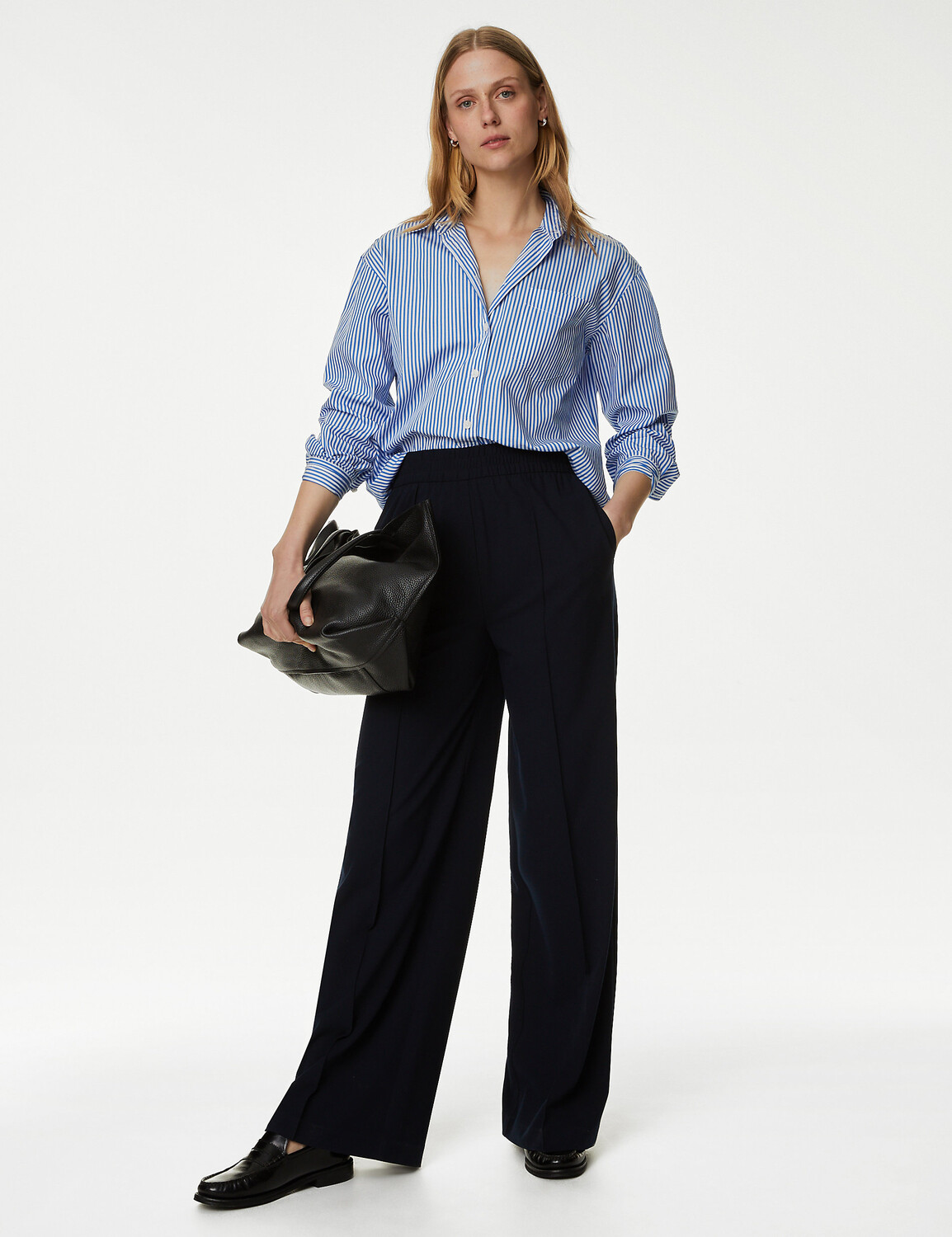 

Широкие брюки Marks & Spencer, темно-синий
