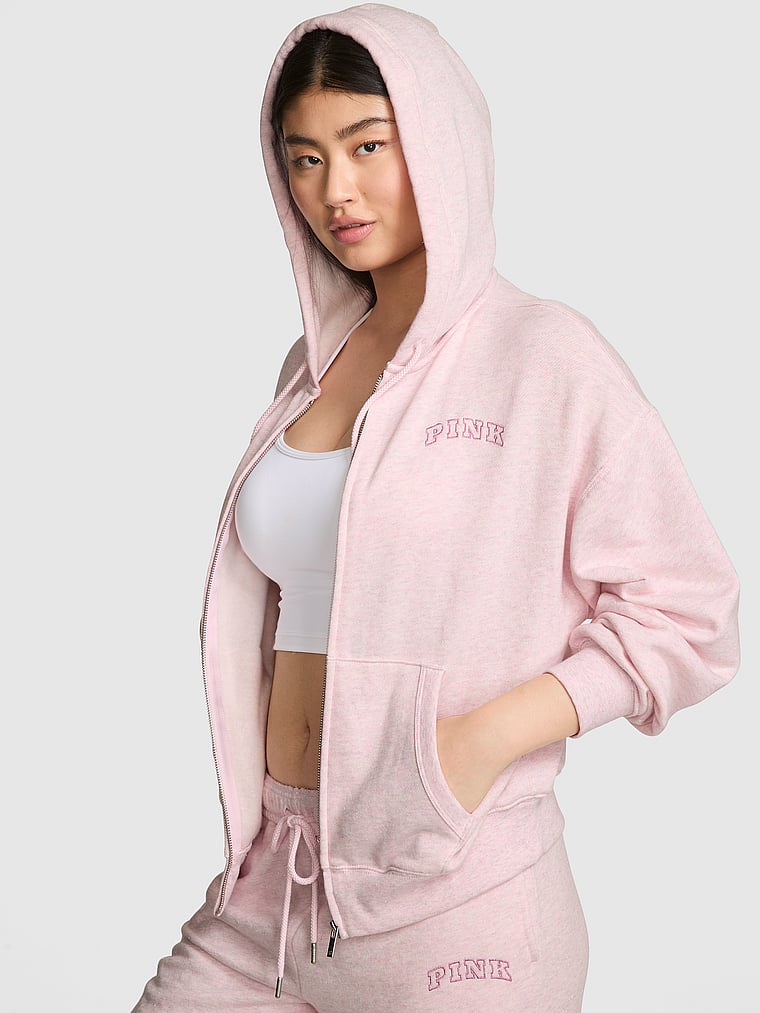 

Толстовка с капюшоном Ivy из флиса с застежкой-молнией во всю длину Pink, heathered pink petal woven shine