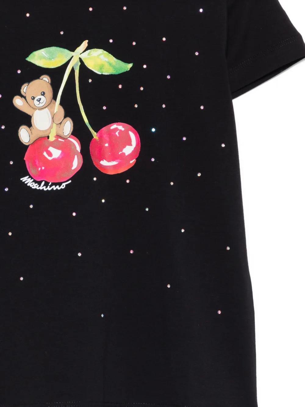 Футболка, украшенная кристаллами Moschino Kids, черный — фото 3