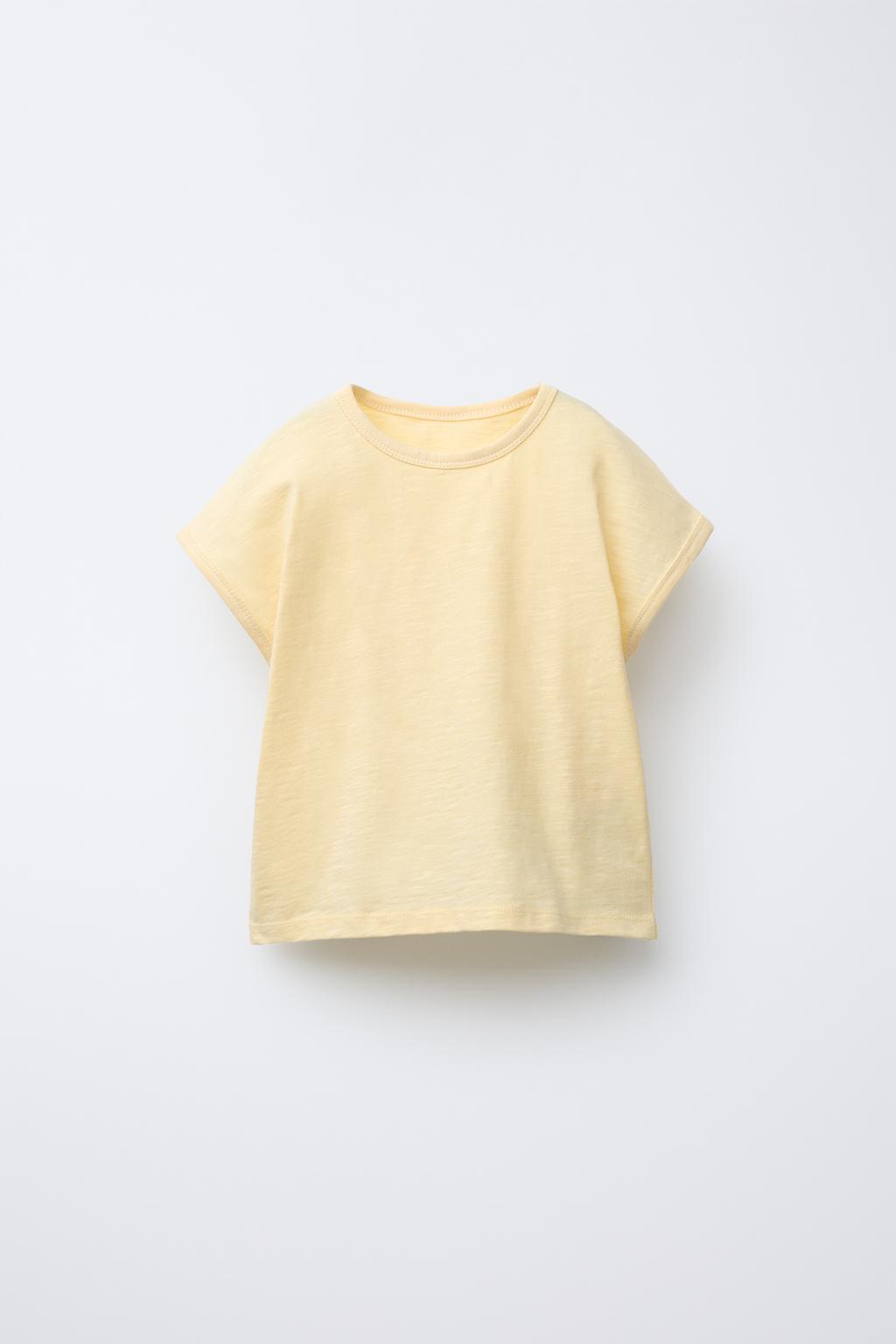 

Однотонная футболка из плотного трикотажа ZARA, желтый