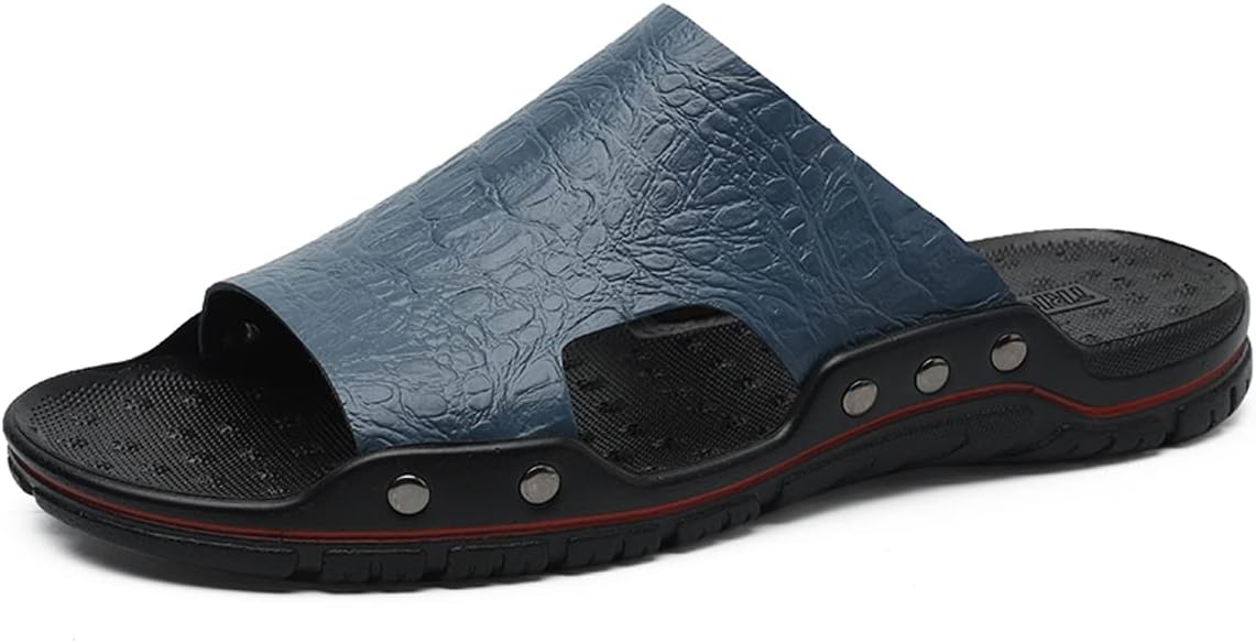 

Мужские шлепанцы GSIGUL, кожаные босоножки для мужчин, летние повседневные водонепроницаемые сандалии для прогулок на улице, пляжа и путешествий, синий