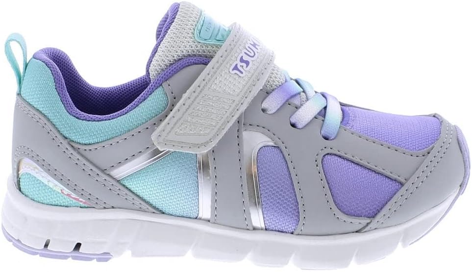 Детские кроссовки TSUKIHOSHI Rainbow Kids - с застежкой на ремешок, пригодные для стирки в машине, с широкой носочной частью и противоскользящими, немаркими подошвами, для детей 4-12 лет, фиолетовый/серый — фото 3