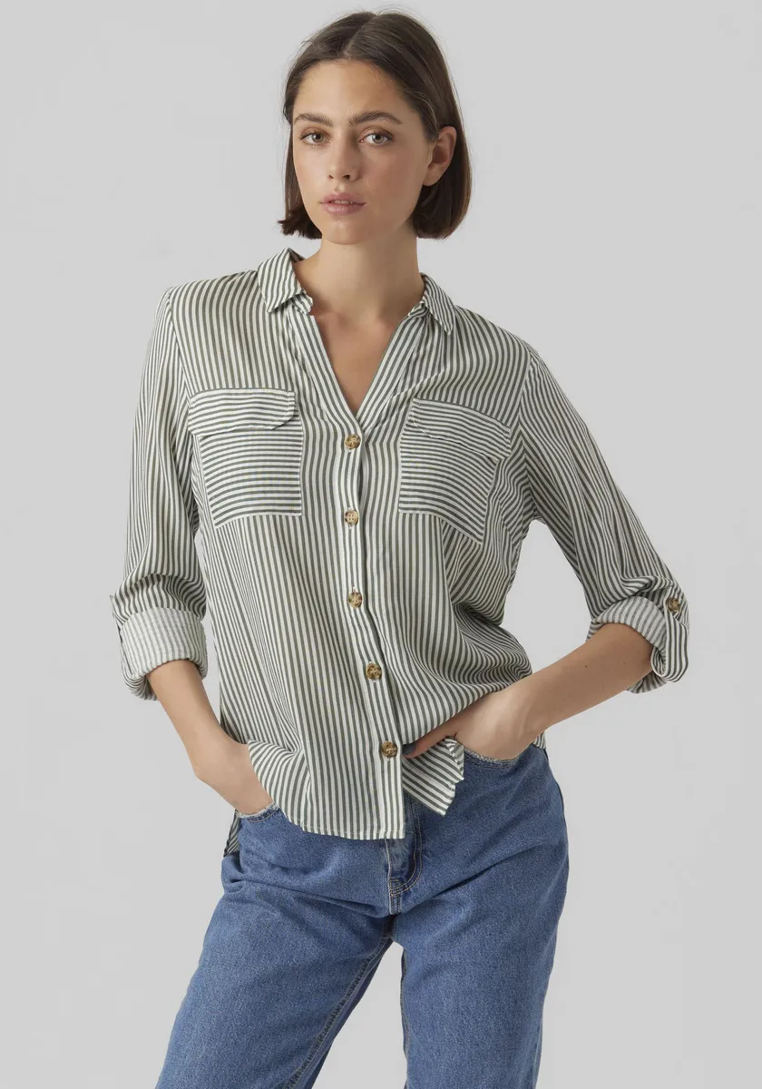 

Блуза-рубашка Vero Moda "VMBUMPY L/S SHIRT NEW WVN GA NOOS", цвет Laurel Wreath Stripes