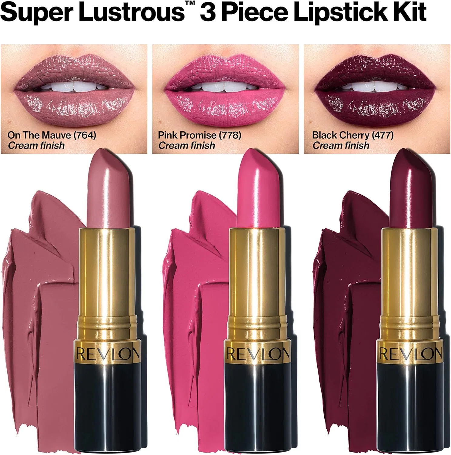 Набор помад Revlon Super Lustrous 3 шт, кремовый финиш, розовый, сливовый и ягодный — фото 3