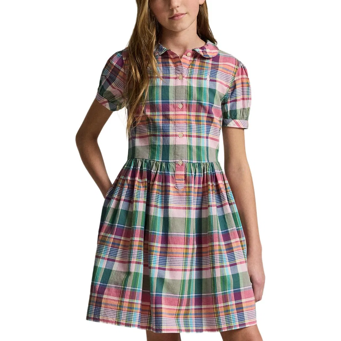 Платье SS26 Slim Fit Kids' Polo Ralph Lauren, Pink Green — фото 4