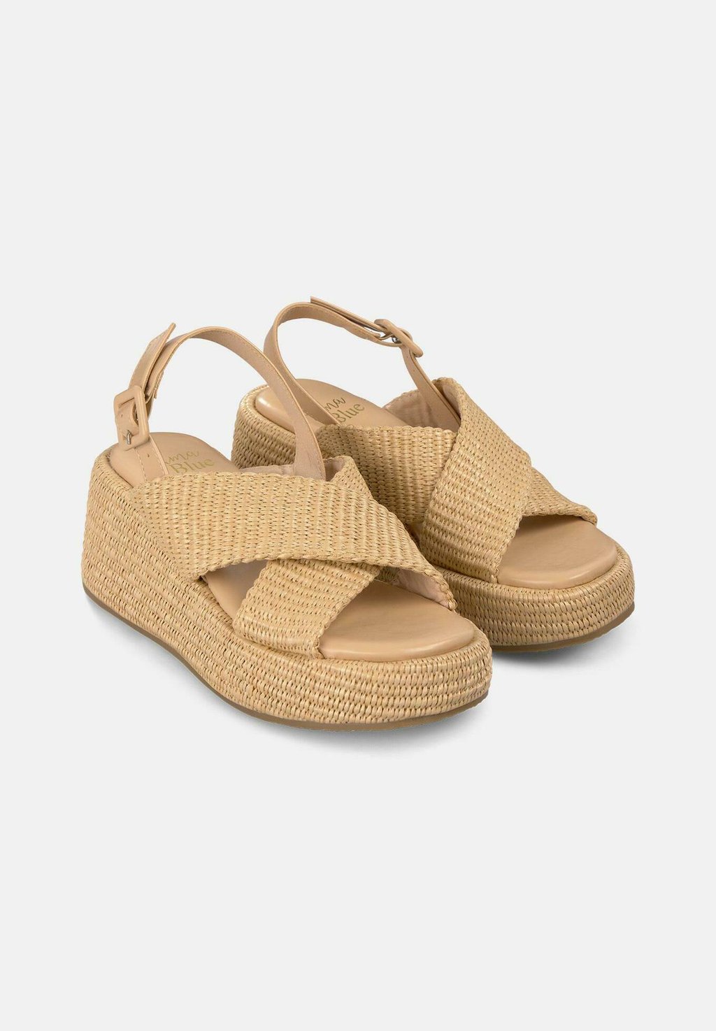Босоножки на танкетке CIERRE CON HEBILLA - High heeled sandals Alma Blue, светло-коричневый — фото 2