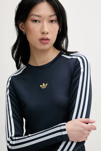 Лонгслив с длинным рукавом эластичный Adidas Originals, синий — фото 4