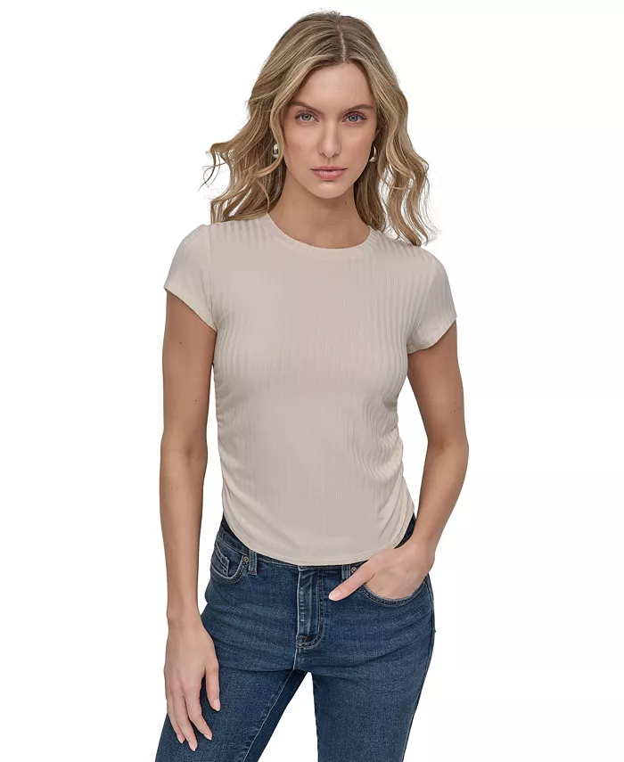 

Женская футболка с ребристыми рукавами-капо DKNY Jeans, коричневый/бежевый