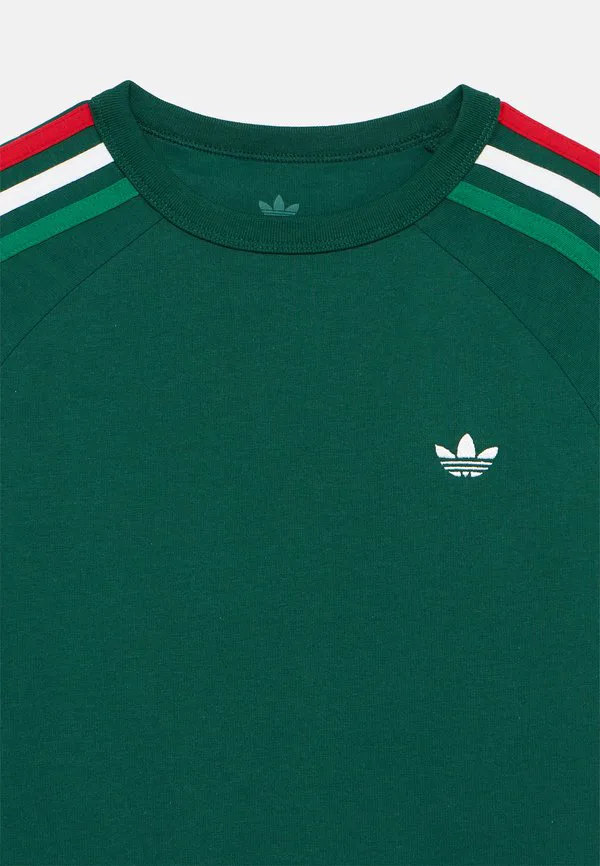 Полосатая футболка унисекс для подростков с принтом Adidas Originals, Team Dark Green/White — фото 3