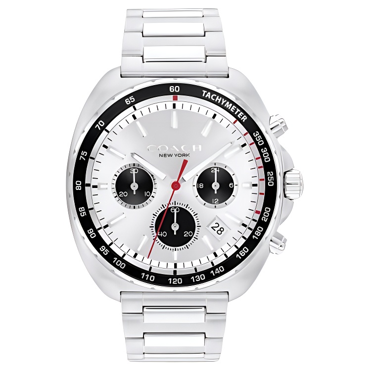 

COACH Часы Wrist Watch Quartz Movement Stainless Steel Strap 44mm White Dial Men's Watch, White Dial