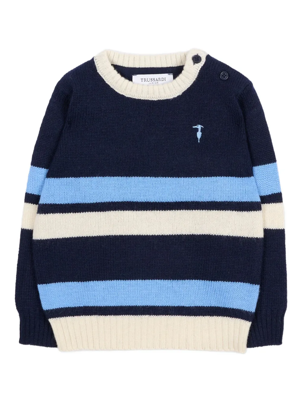 

Полосатый вышитый джемпер TRUSSARDI JUNIOR, синий