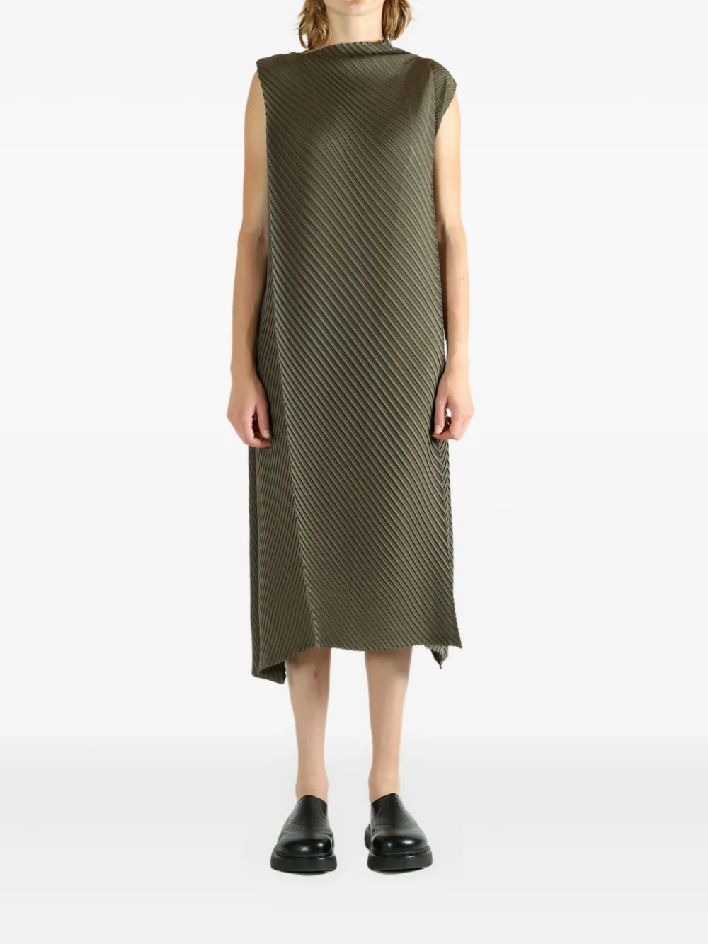 

Платье миди без рукавов Fold Pleats Issey Miyake, зеленый