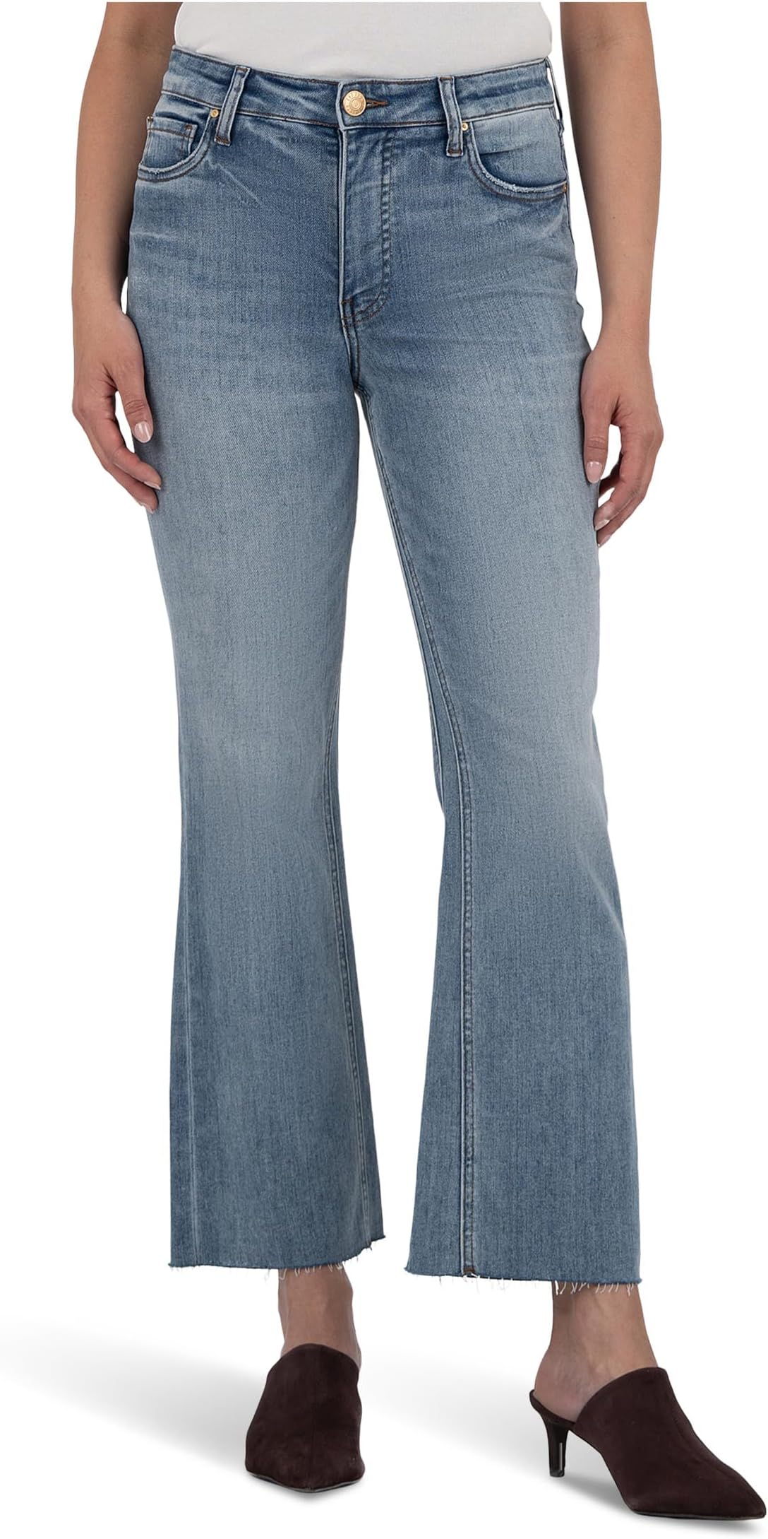 

Джинсы KUT from the Kloth Kelsey High-Rise Fab Ab Ankle Flare-Nset Leg in Acceptance, Acceptance
