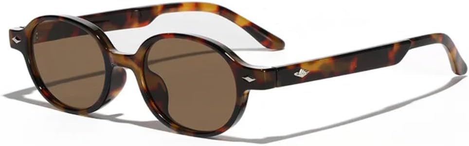 

Винтажные солнцезащитные очки Rivet в маленькой оправе овальной формы для женщин и мужчин, роскошные, в стиле панк, с защитой от УФ-излучения UV400 HHZZYVY, Leopard Tea