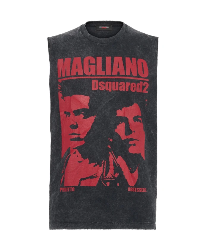 

Футболка без рукавов с круглым вырезом и графическим принтом Dsquared2, серый