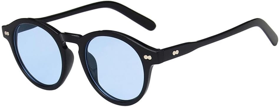 

Модные круглые солнцезащитные очки для женщин в винтажном стиле с заклепками, линзы конфетных цветов, очки для мужчин с защитой от УФ-излучения UV400, трендовые солнцезащитные очки HYYZZC, Black Blue