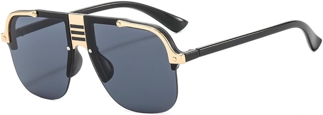 

Солнцезащитные очки для мужчин и женщин - защита UV400 - безободковые, увеличенного размера, с плоской верхней частью, большие, для занятий спортом на открытом воздухе и вождения DSVIGF, Black